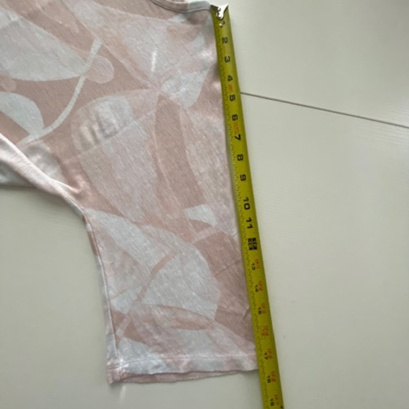 Poetry Linen Cropped Top 3/4 Sleeve Boat Neck Lightweight Size 8 - Picture 7 of 11